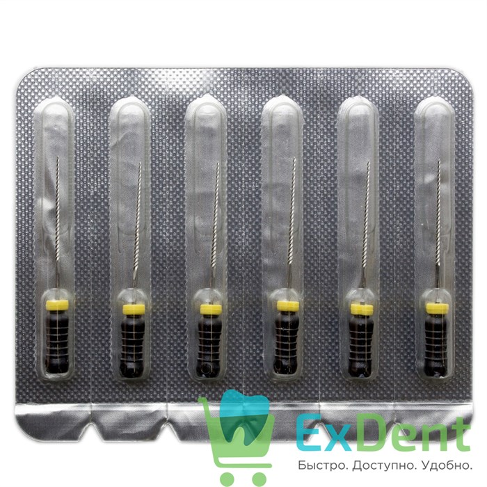 K-Files №40, 25 мм, Pro-Endo, для препарирования канала, нержавеющая сталь (6 шт) 21130 - фото 27210