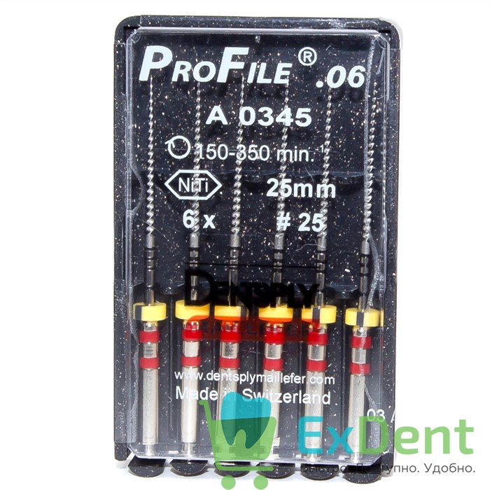 ProFile (ПроФайл) 06 №25, 25 мм, Dentsply, машинный каналорасширитель (6 шт) 20819 - фото 27501