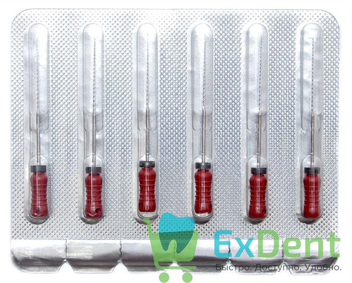 H-Files №25, 31 мм, Pro-Endo, расширитель канала, нержавеющая сталь, нестерильные (6 шт) 21155 - фото 27523