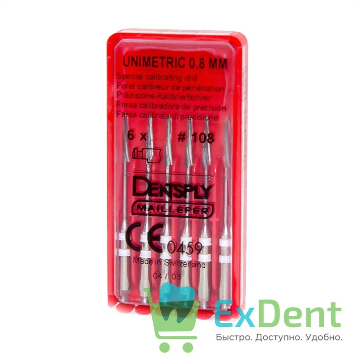 Дриль калибровочный Unimetric №108 белый Dentsply (6шт) 16782 - фото 28698