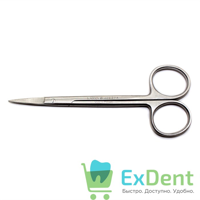 Ножницы глазные прямые (11,5 см) 15482 - фото 28822