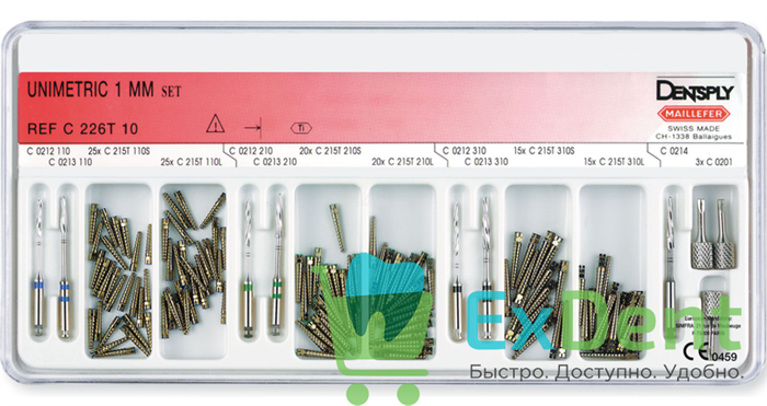 Штифты титановые конические Unimetric набор 1,0 мм (120 штифтов, 7 дрилей, 3 ключа) 13919 - фото 29414