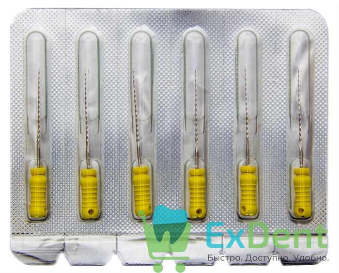 K-Reamers №20, 25 мм, Pro-Endo, для препарирования канала, нержавеющая сталь (6 шт) 13870 - фото 29432