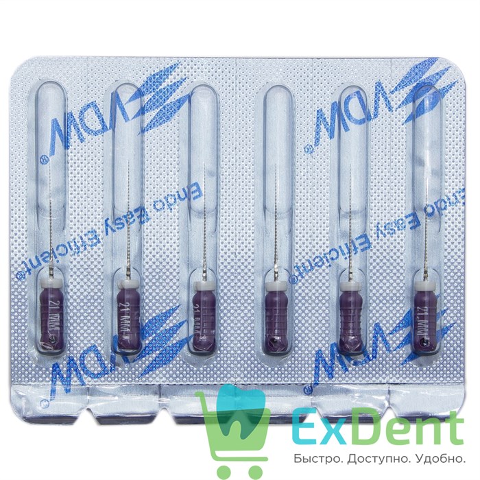 C-Pilot (Ц-Пилот) File №10, 21 мм, каналоискатели для особо изогнутых каналов VDW (6 шт) 20846 - фото 29631