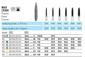 863-012UF-FG Бор алмазный NTI, форма пламевидная, ультрамелкое зерно 15039 - фото 30177