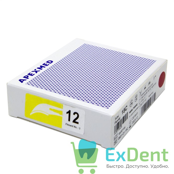 Лезвие хирургическое стерильное №12 Apexmed (100 шт) 21414 - фото 32223