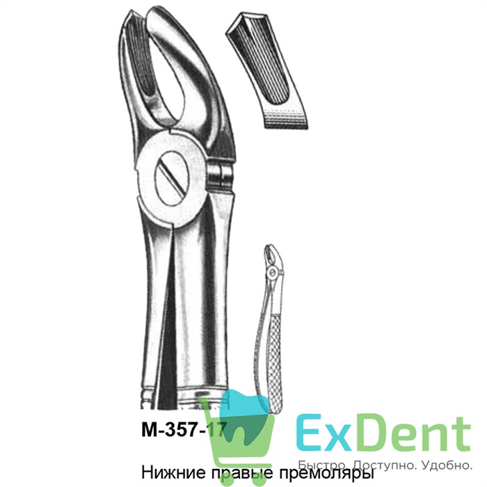 Щипцы, Legrin, №357/17 для удаления премоляров верхней челюсти 14515 - фото 32270