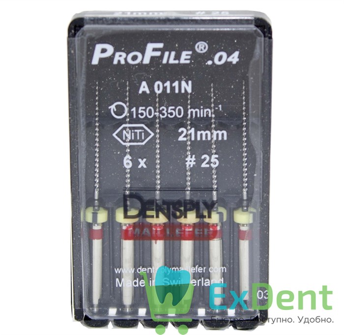 ProFile (ПроФайл) 04 №25, 21 мм, Dentsply, машинный каналорасширитель (6 шт) 15154 - фото 32487