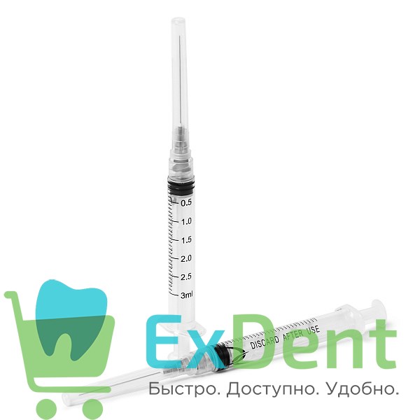 ЭНДОШПРИЦ - эндодонтический шприц для антисептической обработки каналов, стерильный, 3-х комп (3 мл) 18219 - фото 32552