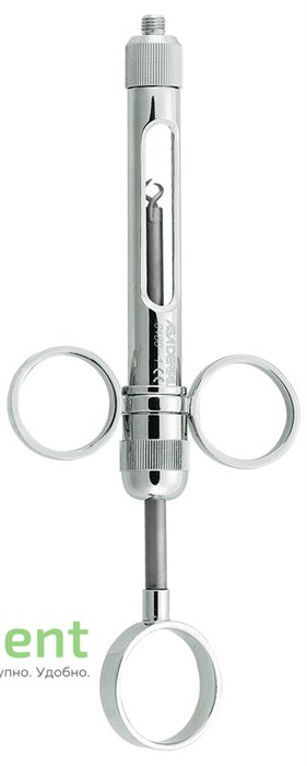 Шприц карпульный, с 3-мя кольцами, ручная аспирация, хромированный 21185 - фото 32699