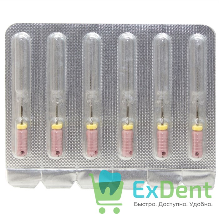 K-Reamers №6, 25 мм, Pro-Endo, для препарирования канала, нержавеющая сталь (6 шт) 21172 - фото 32728