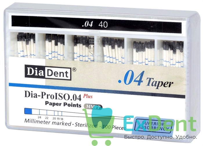 Бумажные штифты 04 №40 DiaDent для удаления влаги в канале (100 шт) 19719 - фото 32999