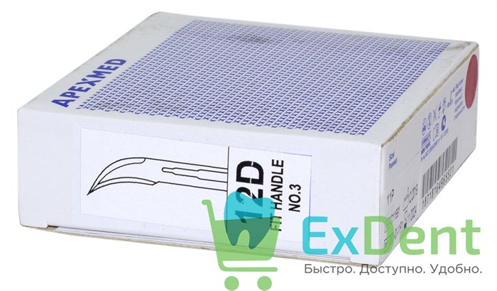 Лезвие хирургическое стерильное №12 D Apexmed (100 шт) 18697 - фото 33024