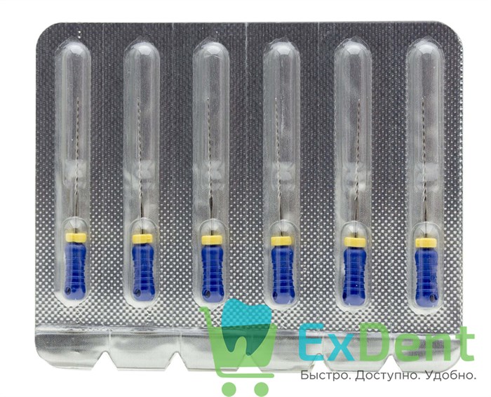 K-Reamers №30, 25 мм, Pro-Endo, для препарирования канала, нержавеющая сталь (6 шт) 13872 - фото 33479