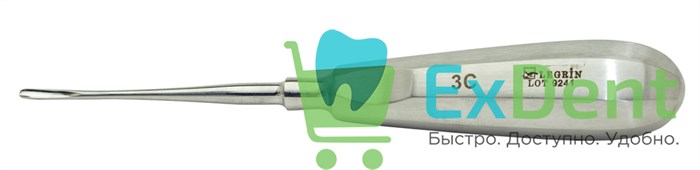 Элеватор для удаления корней зубов Legrin(Люксатор) L-3С,  изогнутое лезвие, 3 мм 18668 - фото 33594