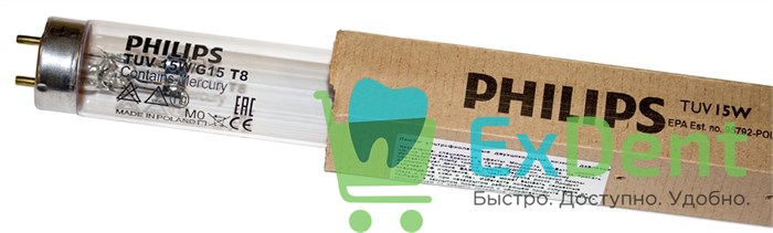 Лампа бактерицидная TUV 15W G13 PHILIPS (d28 x 895) 19045 - фото 33717