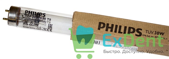Лампа бактерицидная TUV 30W G13 PHILIPS (d28 x 895) 17993 - фото 33718