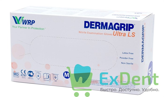 Перчатки Dermagrip M, нитриловые, неопудренные, нестерильные, смотровые (200 шт) 13243 - фото 33721