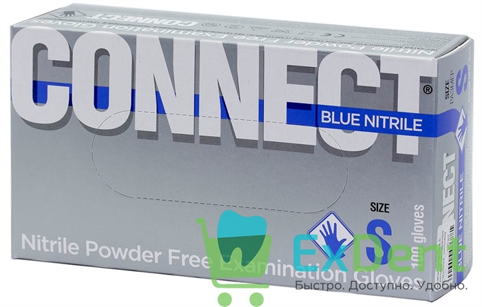 Перчатки Connect blue S, нитриловые, неопудренные, нестерильные, смотровые (100 шт) 12642 - фото 1841
