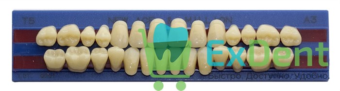 Гарнитур акриловых зубов A3, T5, M32, Million и New Ace (28 шт) 17256 - фото 34647