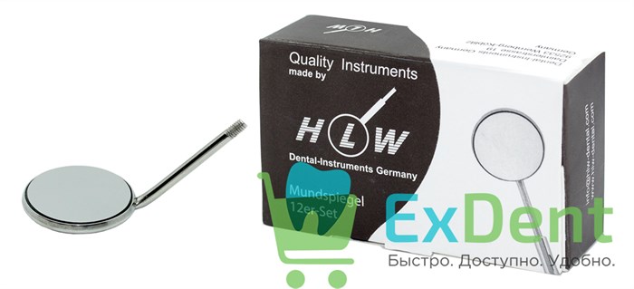 Зеркало стоматологическое №4, 22 мм, HLW с родиевым покрытием, без ручки, не увеличивающее 15403 - фото 34652