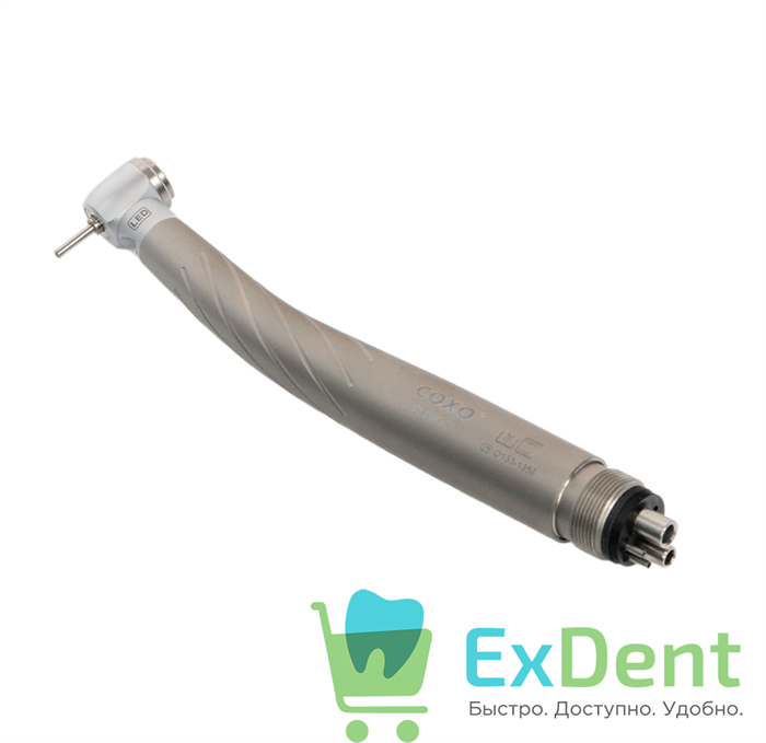 Наконечник турбинный COXO CX308-F T M4 - кнопочный, с 3-х точ. спреем, ортопедический, со светом 20953 - фото 36741