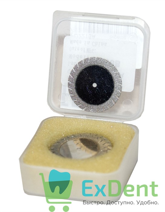 Диск алмазный двухсторонний, для гипса и огнеупорных моделей, с зубцами (кромка 3мм, 50мкм, d22 мм) 14450 - фото 34829