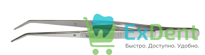 Пинцет Кушинга зубной изогнутый с фиксатором 15 см BD-1900/1 19519 - фото 35111