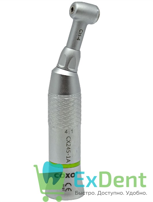 Наконечник угловой 4:1 COXO CX245-1A 2009 понижающий, кнопочный без света и без охлаждения 18594 - фото 35144