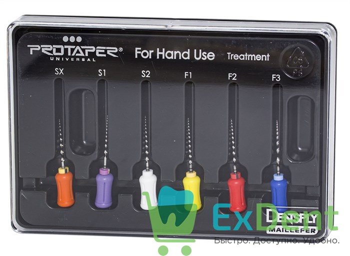 ProTaper (ПроТейпер) ручной S1-F3, 21 мм, SX, 19 мм Dentsply, для лечения сложных случаев (6 шт) 16388 - фото 35254