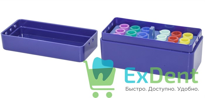 Бокс (подставка) для гуттаперчи, на 18 ячеек, (107 х 49 х 55 мм) автоклавируемый 18625 - фото 35256