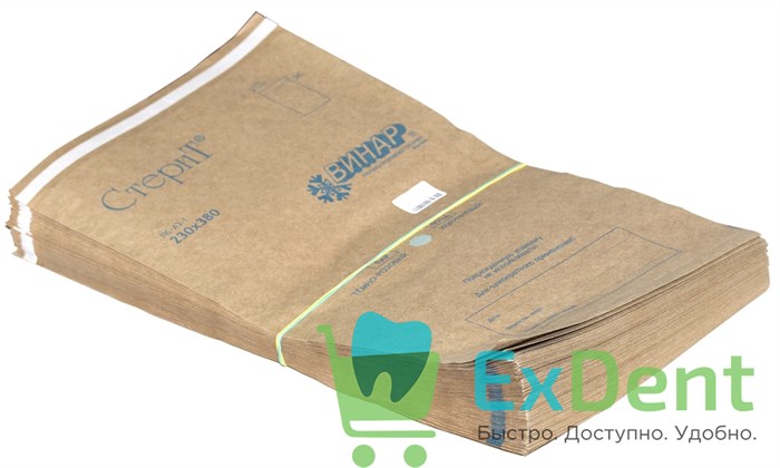 Пакеты для стерилизации бумажные Стерит, 230 х 380 мм, крафт, самозапечатывающиеся (100 шт) 13009 - фото 1938