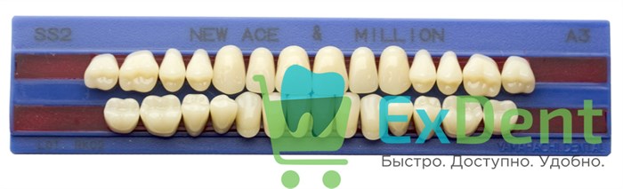 Гарнитур акриловых зубов A3, SS2, M28, Million и New Ace (28 шт) 15920 - фото 36115