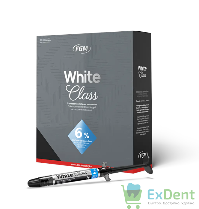 White Class 6% - набор для домашнего отбеливания с футляром для кап  (4 шпр * 3 г) 19020 - фото 36247
