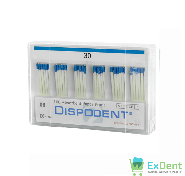 Гуттаперчевые штифты 06 №30 Dispodent для пломбирования корневых каналов (60 шт) 21186 - фото 36339