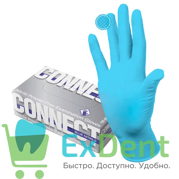 Перчатки Connect blue S, нитриловые, неопудренные, нестерильные, смотровые (200 шт) 13017 - фото 2100