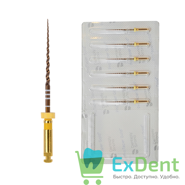 ProTaper (ПроТейпер) Gold машинный F1, 31 мм, Dentsply, для лечения сложных случаев (6 шт) 15102 - фото 36420