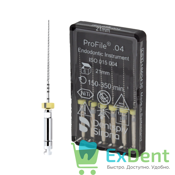 ProFile (ПроФайл) 04 №15, 21 мм, Dentsply, машинный каналорасширитель (6 шт) 15801 - фото 36429