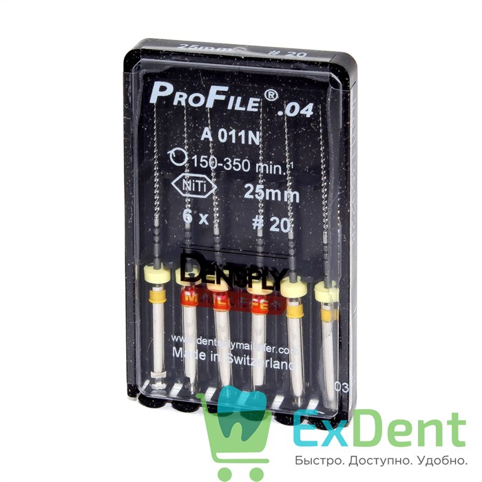 ProFile (ПроФайл) 04 №20, 25 мм, Dentsply, машинный каналорасширитель (6 шт) 16689 - фото 24928