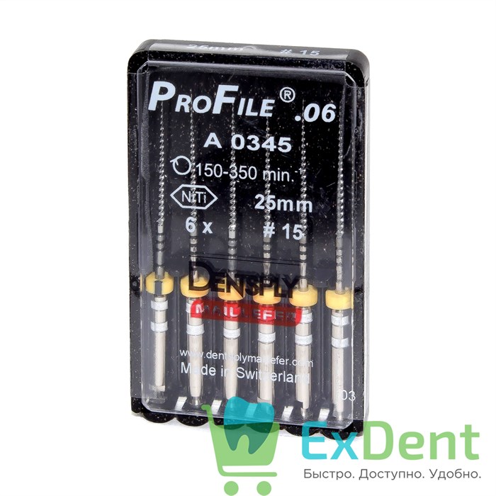 ProFile (ПроФайл) 06 №15, 25 мм, Dentsply, машинный каналорасширитель (6 шт) 20817 - фото 24933