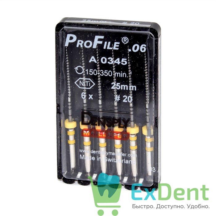 ProFile (ПроФайл) 06 №20, 25 мм, Dentsply, машинный каналорасширитель (6 шт) 20818 - фото 24935