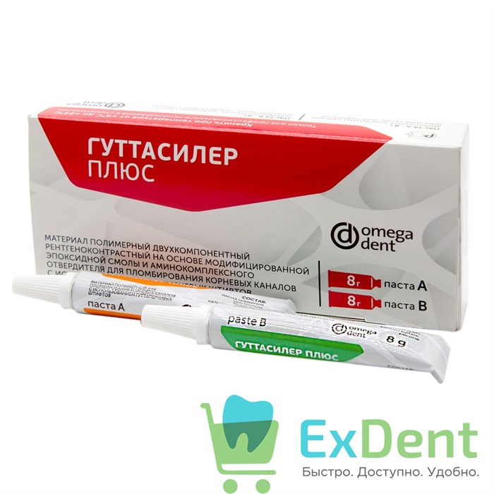 Гуттасилер Плюс - паста для пломбирования каналов двухкомпонентная (8 г + 8 г) 15487 - фото 26143
