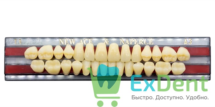 Гарнитур акриловых зубов A3, T1, Naperce и New Ace (28 шт) 14081 - фото 26652