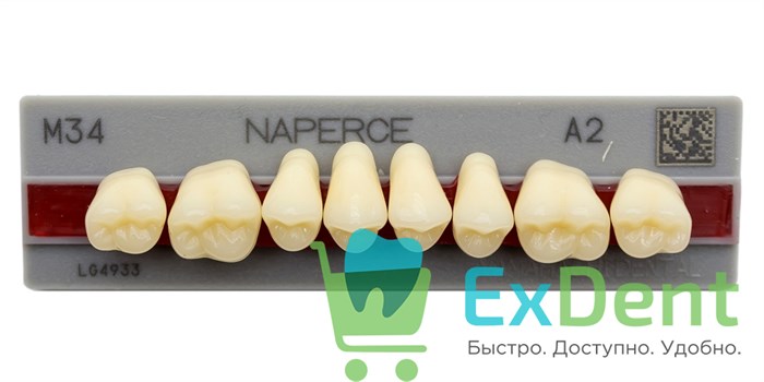 Гарнитур акриловых боковых зубов A2, M34U Naperce Posterior (8 шт) 17956 - фото 26677