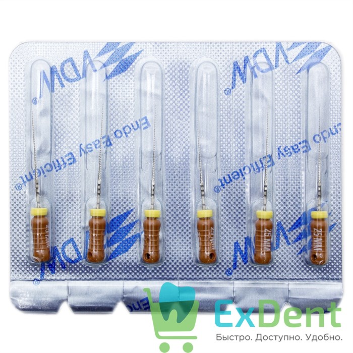 C-Pilot (Ц-Пилот) File №12.5, 25 мм, каналоискатели для особо изогнутых каналов VDW (6 шт) 20849 - фото 26756