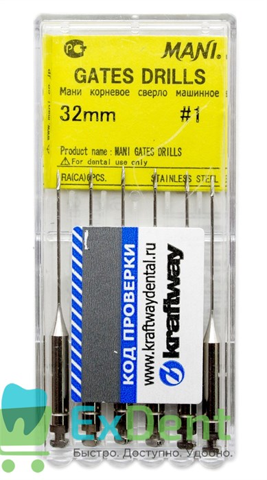 Gates №1, 32мм, Mani, бор, корневое сверло, машинное (6 шт) 21034 - фото 26893