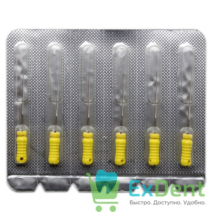 K-Files №20, 21 мм, Pro-Endo, для препарирования канала, нержавеющая сталь (6 шт) 15661 - фото 26904