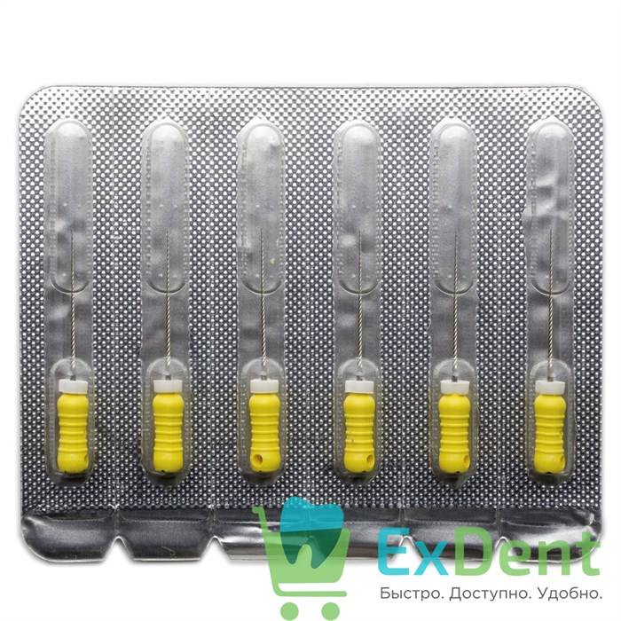 H-Files №20, 21 мм, Pro-Endo, расширитель канала, нержавеющая сталь, нестерильные (6 шт) 21148 - фото 26911