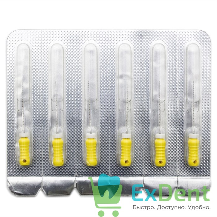 H-Files №20, 25 мм, Pro-Endo, расширитель канала, нержавеющая сталь, нестерильные (6 шт) 21149 - фото 26918