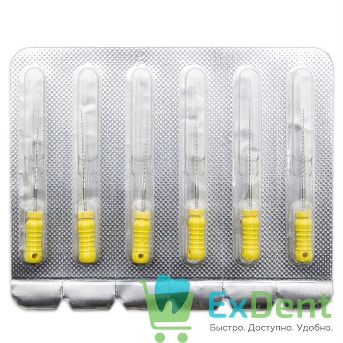 H-Files №20, 28 мм, Pro-Endo, расширитель канала, нержавеющая сталь, нестерильные (6 шт) 21150 - фото 26924